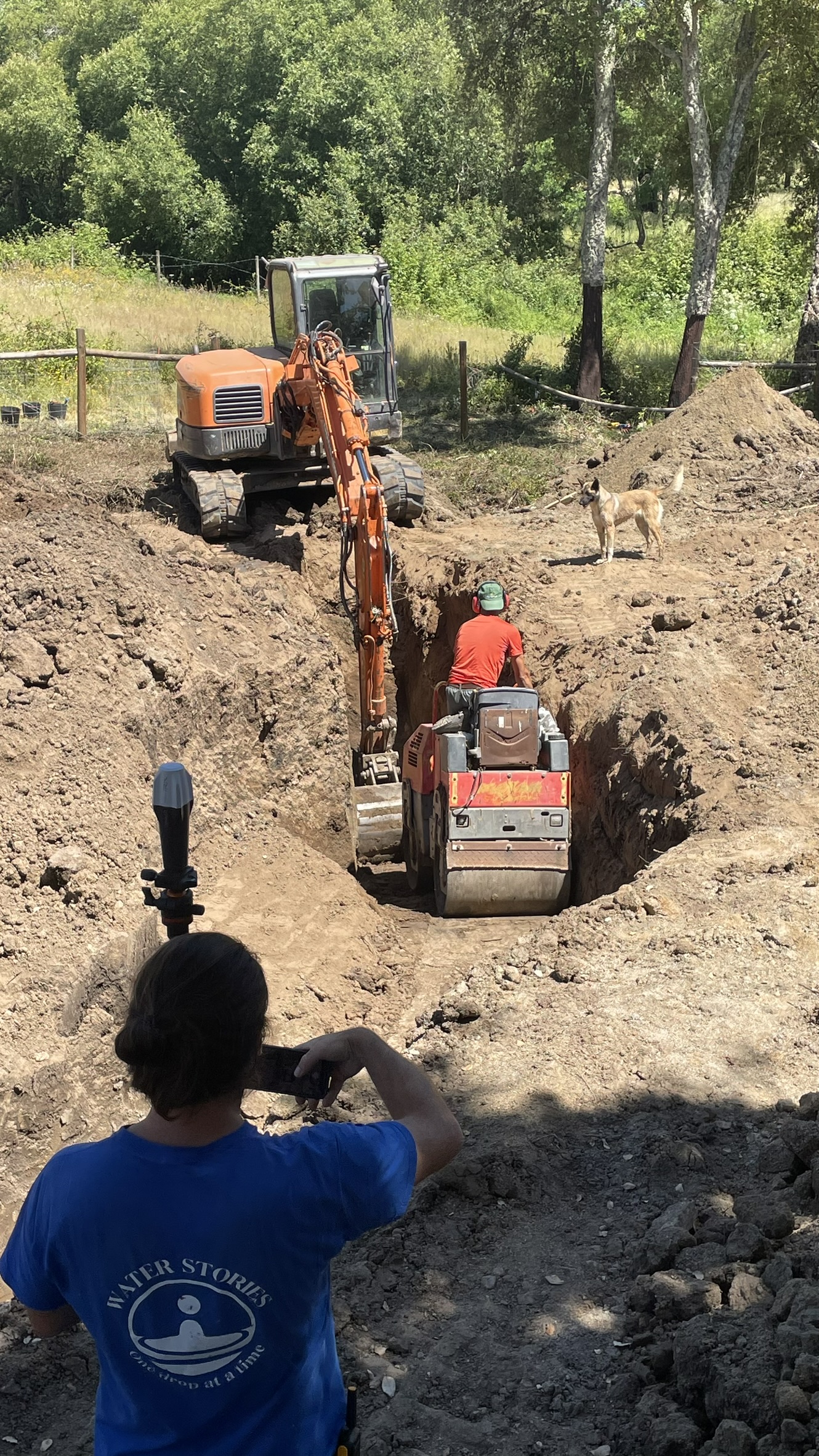 pond building by making a clay core dam