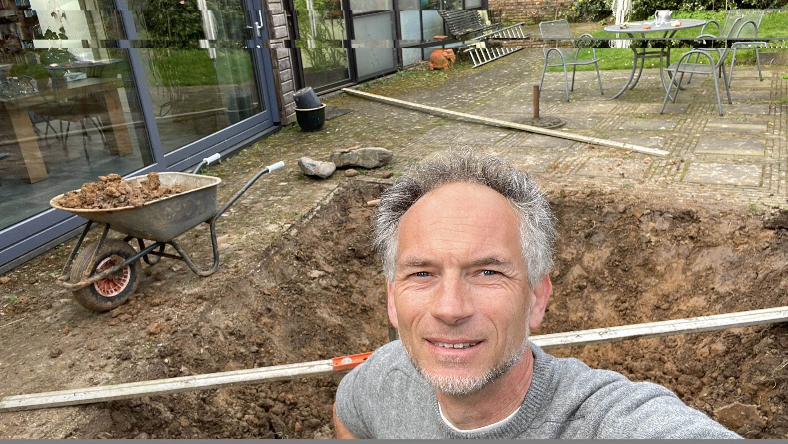 handwork on building a pond